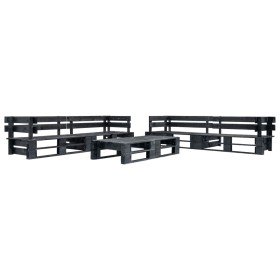 Set de muebles de jardín de palets 6 piezas madera negro en Conjuntos de jardín | Comprar online en Foru.es