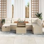 Conjunto de Sofás de Jardín de 9 Piezas con Cojines Ratán Beige, Sofá de Jardín de 2 Asientos con Cojines Ratán Beige de , So...