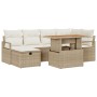 Conjunto de Sofá de Jardín  de 7 Piezas con Cojines Beige Poliratán, Sofá de Jardín de 2 Plazas  con Cojines Beige Poliratán | Foro24.es | Tu tienda online para hogar, jardín y más Foro24.es