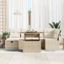 Conjunto de Sofá de Jardín  de 7 Piezas con Cojines Beige Poliratán, Sofá de Jardín de 2 Plazas  con Cojines Beige Poliratán | Foro24.es | Tu tienda online para hogar, jardín y más Foro24.es