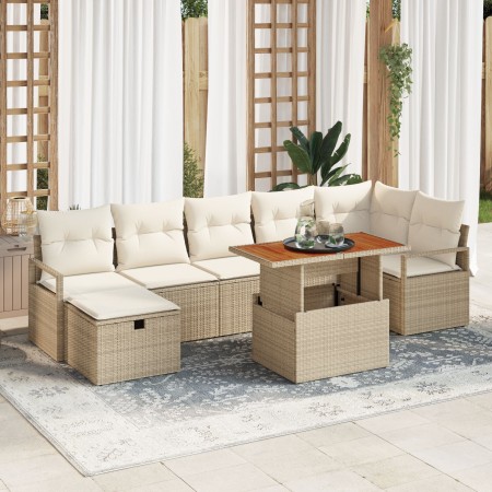 Juego de Sofá de Jardín de 8 Piezas con Cojines Beige de Poliratán,  Sofá de Jardín de 2 Plazas con Cojines Beige de Poliratán | Foro24.es | Tu tienda online para hogar, jardín y más Foro24.es