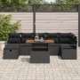 Set de Sofá de Jardín de 8 Piezas con Cojines Negro Poliratán,  Sofá de Jardín de 2 Plazas con Cojines Negro Poliratán | Foro24.es | Tu tienda online para hogar, jardín y más Foro24.es
