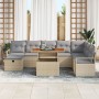 Juego de Sofás de Jardín de 9 Piezas con Cojines Poliratán Beige,  Sofá de Jardín para 2 Personas con Cojines Poliratán Beige | Foro24.es | Tu tienda online para hogar, jardín y más Foro24.es