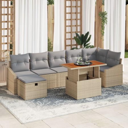Juego de Sofás de Jardín de 8 Piezas con Cojines Beige de Ratán Polímero | Foro24.es | Tu tienda online para hogar, jardín y más Foro24.es