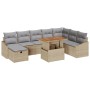 Conjunto de sofá de jardín de 9 piezas con cojines beige de ratán sintético | Foro24.es | Tu tienda online para hogar, jardín y más Foro24.es