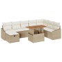 Conjunto de sofá de jardín de 9 piezas con cojines beige de ratán sintético de , Sofás de exterior - Ref: Foro24-3360040, Pre...
