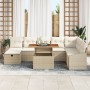 Conjunto de sofá de jardín de 9 piezas con cojines beige de ratán sintético de , Sofás de exterior - Ref: Foro24-3360040, Pre...