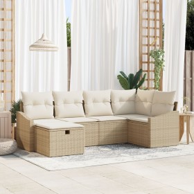 Conjunto de Sofá de Jardín de 6 Piezas con Cojines Beiges de Ratán Sintético de , Sofás de exterior - Ref: Foro24-3360612, Pr...