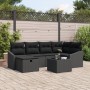 Juego de Sofá de Jardín de 7 Piezas con Cojines Negro de Ratán Poliéster de , Sofás de exterior - Ref: Foro24-3360624, Precio...