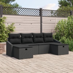Sofá de Jardín de 6 Piezas con Cojines Negras de , Sofás de exterior - Ref: Foro24-3360654, Precio: 407,69 €, Descuento: %