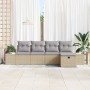 Conjunto de Sofá de Jardín de 5 Piezas con Cojines Beige de Poliratán de , Sofás de exterior - Ref: Foro24-3360691, Precio: 3...
