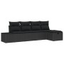 Conjunto de Sofás de Jardín de 5 Piezas con Cojines Negro Ratán Poliéster de , Sofás de exterior - Ref: Foro24-3360694, Preci...
