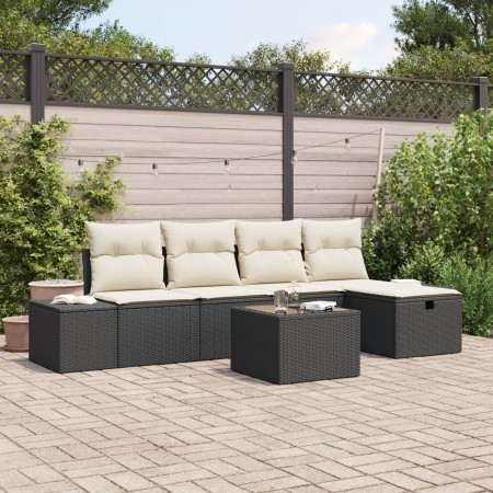 Conjunto de Sofá de Jardín de 6 Piezas con Cojines de Ratán Negro | Foro24.es | Tu tienda online para hogar, jardín y más Foro24.es
