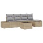 Conjunto de Sofá de Jardín de 6 Piezas con Cojines Beige Poliratán de , Sofás de exterior - Ref: Foro24-3360701, Precio: 436,...