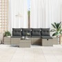 Conjunto de Sofá de Jardín de 6 Piezas con Cojines Gris Claro Ratán Poliéster | Foro24.es | Tu tienda online para hogar, jardín y más Foro24.es