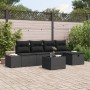Conjunto de Sofá de Jardín de 6 Piezas con Cojines Negro Poliratán de , Sofás de exterior - Ref: Foro24-3360704, Precio: 427,...