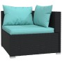 Sofá de 3 plazas con cojines ratán sintético negro de vidaXL, Conjuntos de jardín - Ref: Foro24-317533, Precio: 332,53 €, Des...