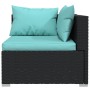 Sofá de 3 plazas con cojines ratán sintético negro de vidaXL, Conjuntos de jardín - Ref: Foro24-317533, Precio: 332,53 €, Des...