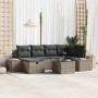 Set de sofá de jardín de 7 piezas con cojines de ratán sintético gris | Foro24.es | Tu tienda online para hogar, jardín y más Foro24.es