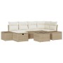 Juego de Sofás de Jardín de 7 Piezas con Cojines Beige Ratán Sintético de , Sofás de exterior - Ref: Foro24-3360722, Precio: ...