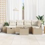Juego de Sofás de Jardín de 7 Piezas con Cojines Beige Ratán Sintético de , Sofás de exterior - Ref: Foro24-3360722, Precio: ...