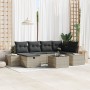 Set de Sofá de Jardín de 7 Piezas con Cojines en Ratán de Polietileno Gris Claro | Foro24.es | Tu tienda online para hogar, jardín y más Foro24.es