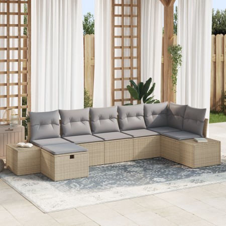 Juego de sofá de jardín de 7 piezas con cojines Beige Ratán Sintético de , Sofás de exterior - Ref: Foro24-3360731, Precio: 5...