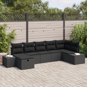 Juego de sofá de jardín de 7 piezas con cojines ratán poliratan negro de , Sofás de exterior - Ref: Foro24-3360734, Precio: 4...