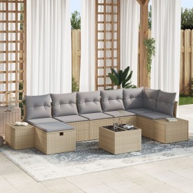 Conjunto de sofá de jardín de 8 piezas con cojines Beige Ratán Poli de , Sofás de exterior - Ref: Foro24-3360741, Precio: 554...
