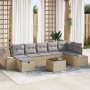 Conjunto de sofá de jardín de 8 piezas con cojines Beige Ratán Poli de , Sofás de exterior - Ref: Foro24-3360741, Precio: 554...