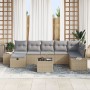 Conjunto de sofá de jardín de 8 piezas con cojines Beige Ratán Poli de , Sofás de exterior - Ref: Foro24-3360741, Precio: 554...