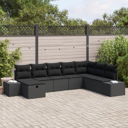 Juego de Sofás de Jardín de 8 Piezas con Cojines Negro de Ratán de , Sofás de exterior - Ref: Foro24-3360764, Precio: 557,88 ...