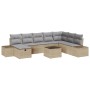 Conjunto de Sofá de Jardín de 9 Piezas con Cojines Beige Ratán Sintético de , Sofás de exterior - Ref: Foro24-3360771, Precio...