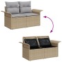 Juego de Sofás Juego de 6 Beige, Gris Claro Ratán, Tela Grande de , Sofás de exterior - Ref: Foro24-3360801, Precio: 568,28 €...