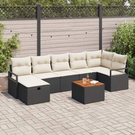 Set de Sofá de Jardín  de 8 Piezas con Cojines Negro Ratán, Sofá de Jardín de 2 Plazas  con Almacenamiento y Cojines Negro Ratán | Foro24.es | Tu tienda online para hogar, jardín y más Foro24.es