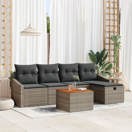 Conjunto de Sofás de Jardín de 6 Piezas con Cojines de Rattan Gris de , Sofás de exterior - Ref: Foro24-3360891, Precio: 382,...