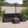 Conjunto de Sofá de Jardín de 6 Piezas con Cojines Negro Ratán de Polietileno de , Sofás de exterior - Ref: Foro24-3360894, P...