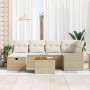 Conjunto de sofá de jardín de 7 piezas con cojines beige de poliratán de , Sofás de exterior - Ref: Foro24-3360900, Precio: 5...