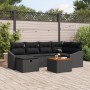 Conjunto de sofá de jardín de 7 piezas con cojines de polirratán negro de , Sofás de exterior - Ref: Foro24-3360901, Precio: ...