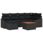Conjunto de sofá de jardín de 7 piezas con cojines de polirratán negro de , Sofás de exterior - Ref: Foro24-3360901, Precio: ...