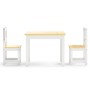 Mesa y silla infantil 3 pzas MDF blanco y beige de vidaXL, muebles para bebés y niños pequeños - Ref: Foro24-10410, Precio: 8...