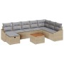 Conjunto de sofá de jardín de 9 piezas con cojines beige de ratán sintético | Foro24.es | Tu tienda online para hogar, jardín y más Foro24.es