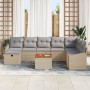 Conjunto de sofá de jardín de 9 piezas con cojines beige de ratán sintético | Foro24.es | Tu tienda online para hogar, jardín y más Foro24.es