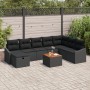 Conjunto de sofá de jardín de 9 piezas con cojines de ratán sintético negro de , Sofás de exterior - Ref: Foro24-3360915, Pre...