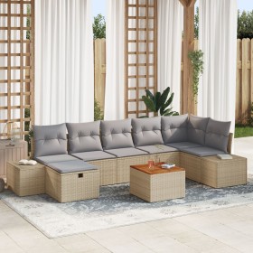 Set de Sofás de Jardín de 8 Piezas con Cojines Beiges de Poliratán de , Sofás de exterior - Ref: Foro24-3360934, Precio: 550,...