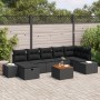 Conjunto de sofá de jardín de 8 piezas con cojines de ratán negro de , Sofás de exterior - Ref: Foro24-3360936, Precio: 536,1...