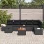 Conjunto de sofá de jardín de 8 piezas con cojines de ratán negro de , Sofás de exterior - Ref: Foro24-3360936, Precio: 536,1...