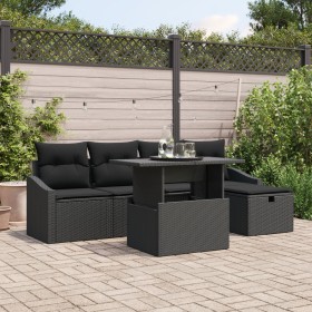 Juego de Sofá de Jardín de 6 Piezas con Cojines Negro de Ratán Sintético de , Sofás de exterior - Ref: Foro24-3361162, Precio...