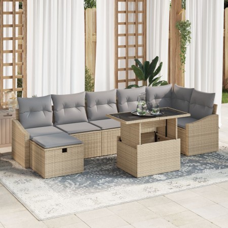 Juego de Sofá de Jardín de 8 Piezas con Cojines Beige Ratán Poliéster | Foro24.es | Tu tienda online para hogar, jardín y más Foro24.es
