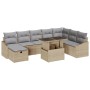 Conjunto de Sofá de Jardín de 9 Piezas con Cojines Beige de Ratán Poliéster | Foro24.es | Tu tienda online para hogar, jardín y más Foro24.es